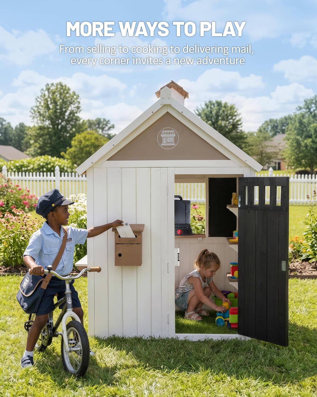 Kids Outdoor Chalkboard - Casetta da gioco per bambini 2-in-1