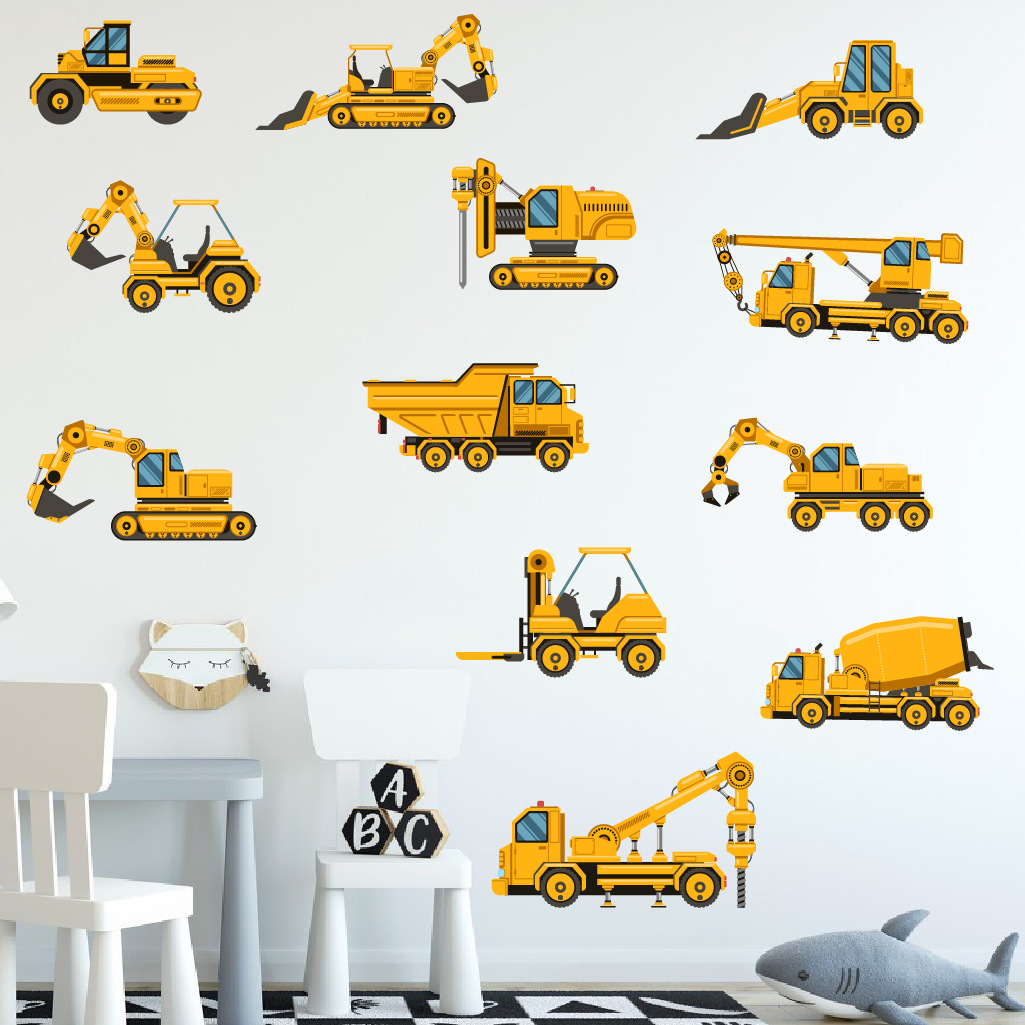 Kids Outdoor Digger - Cartoon Escavatore Ingegneria Adesivo da parete