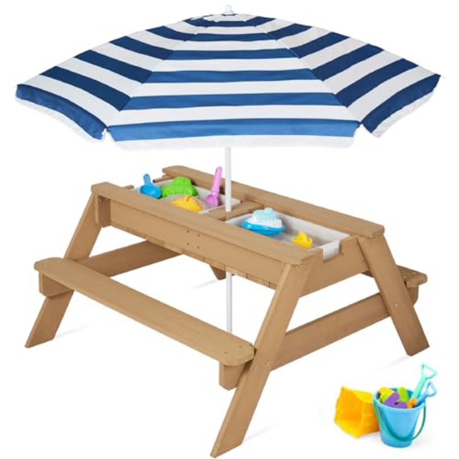 Kids Outdoor Table With Umbrella - Tavolo da picnic per bambini da