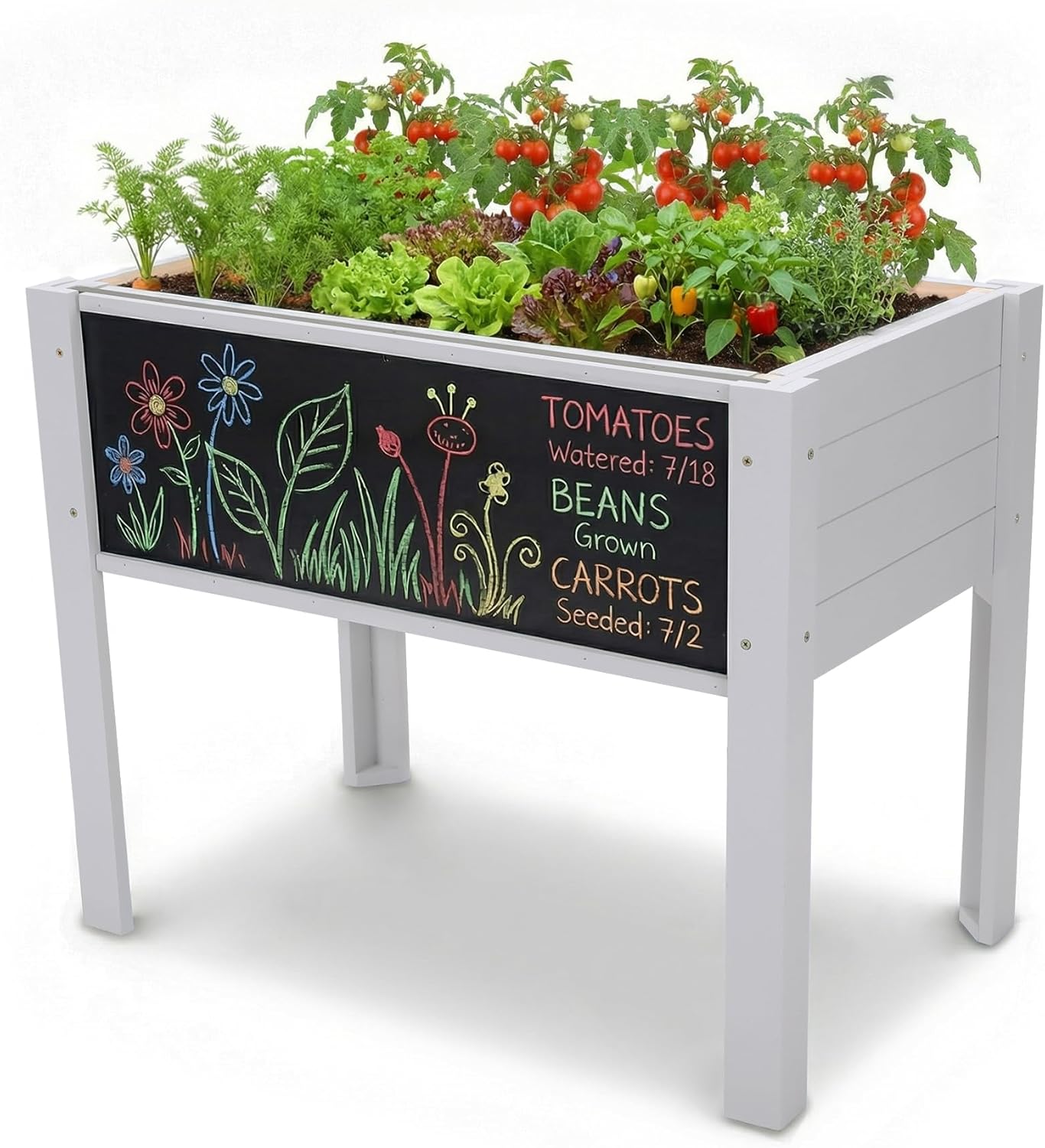 Kids Outdoor Chalkboard - Fioriera rialzata per bambini con lavagna