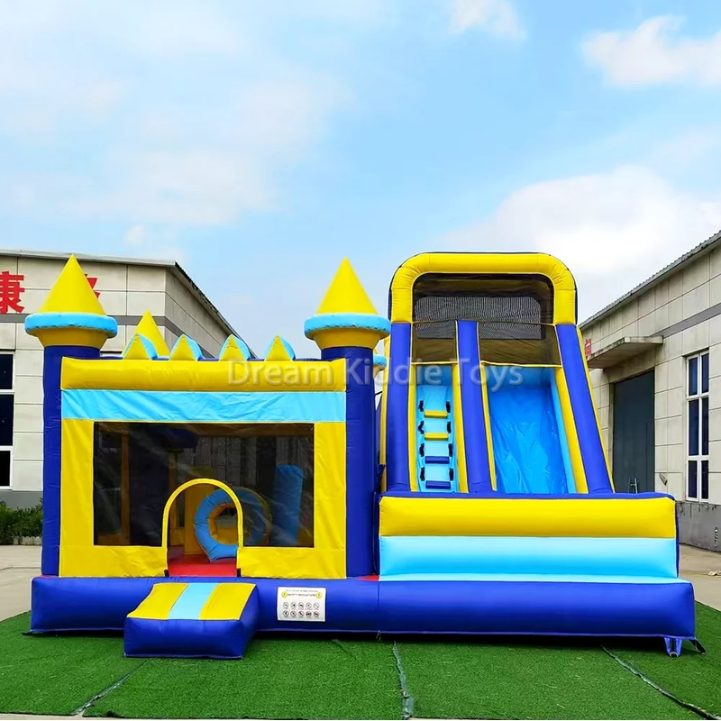 Kids Outdoor Wendy House - Trampolino Gonfiabile da Esterno con Scivolo,