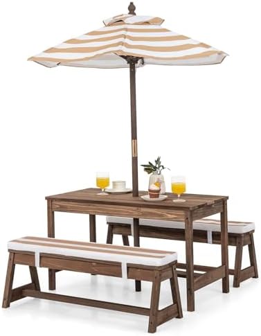 Kids Outdoor Table With Umbrella - Tavolo da picnic per bambini, set