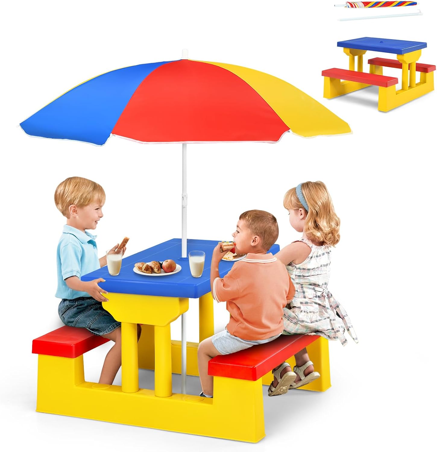 Kids Outdoor Table With Umbrella - Tavolo da Picnic per Bambini ARMILE,