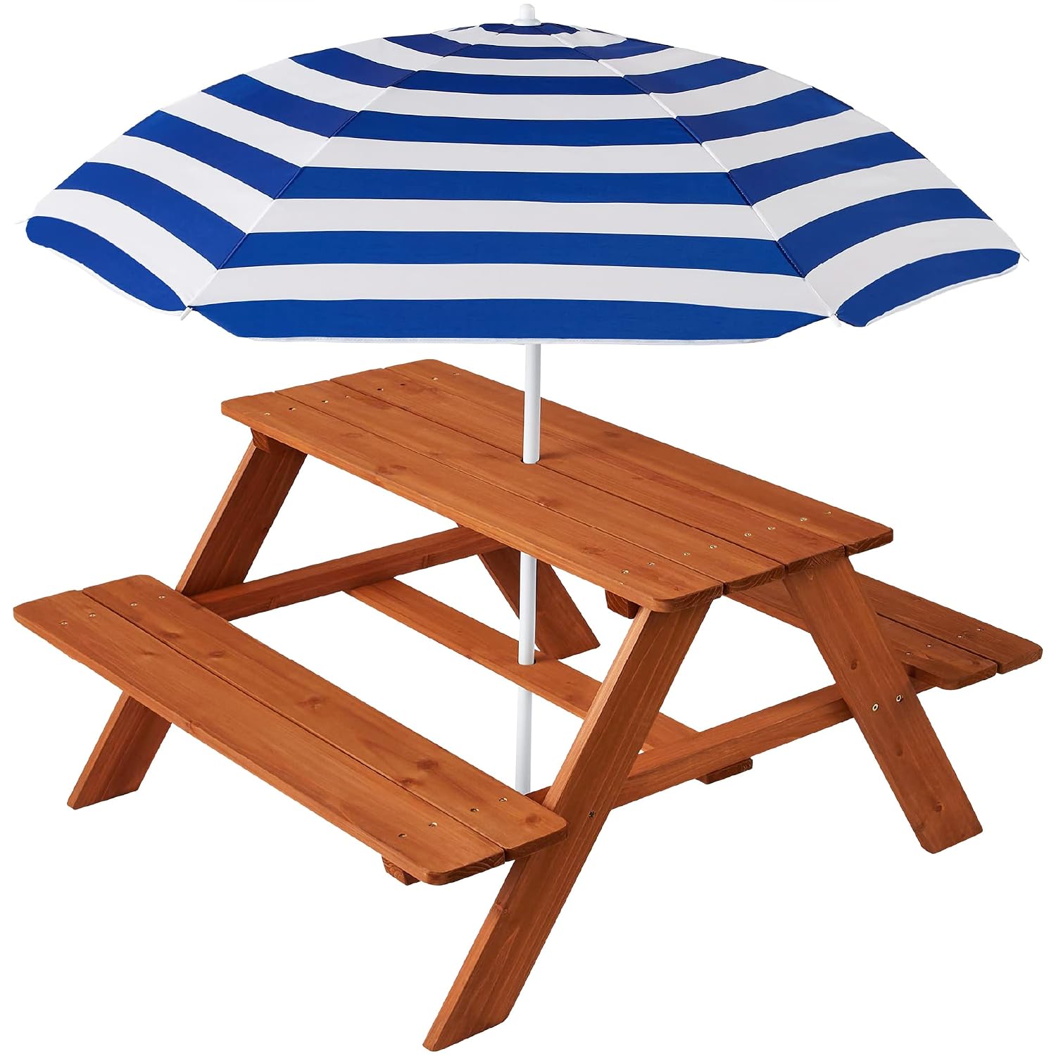 Kids Outdoor Table With Umbrella - Tavolo da Picnic in Legno per