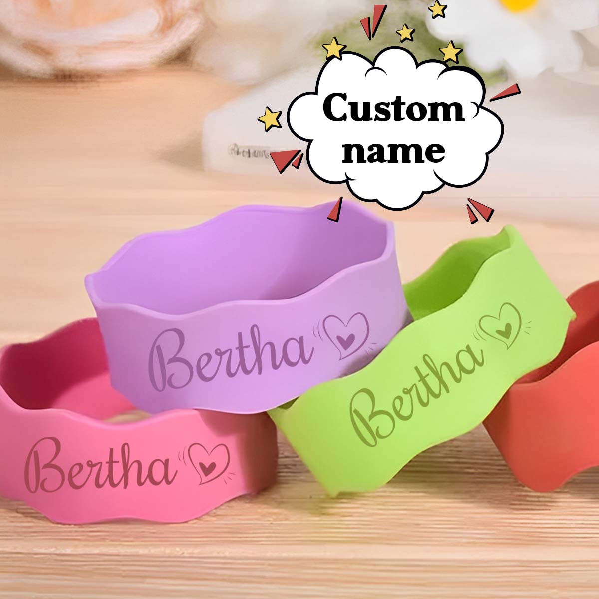 Kids Outdoor Decor - Fascia in Silicone Personalizzabile per Bicchieri,