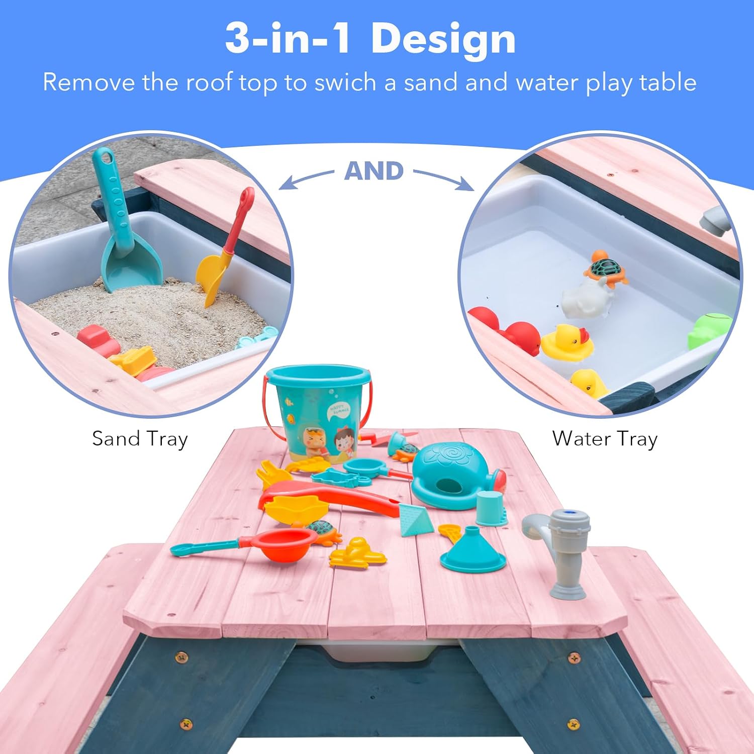 Tavolo 3-in-1 per Bambini per  - Kids Outdoor Table With Umbrella recensione e prezzo