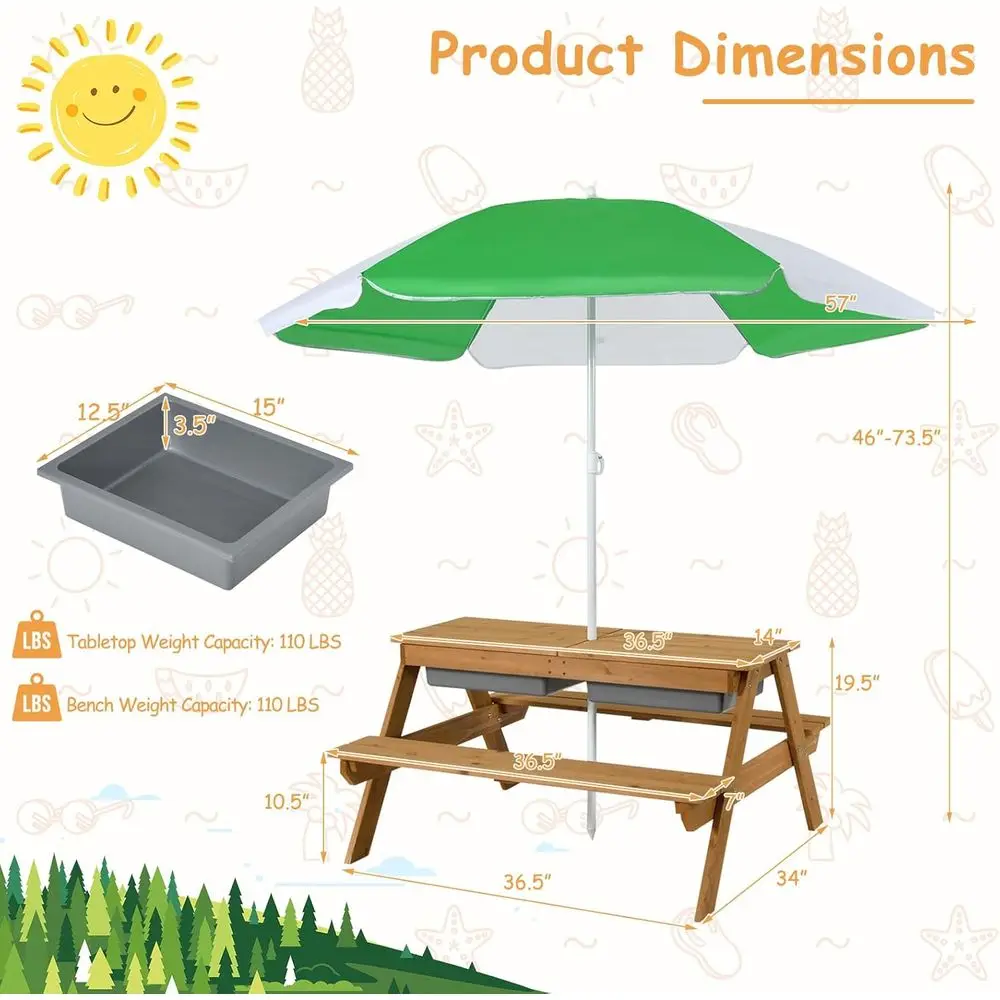 Tavolo da Picnic 4-in-1 in Leg - Kids Outdoor Table With Umbrella recensione e prezzo