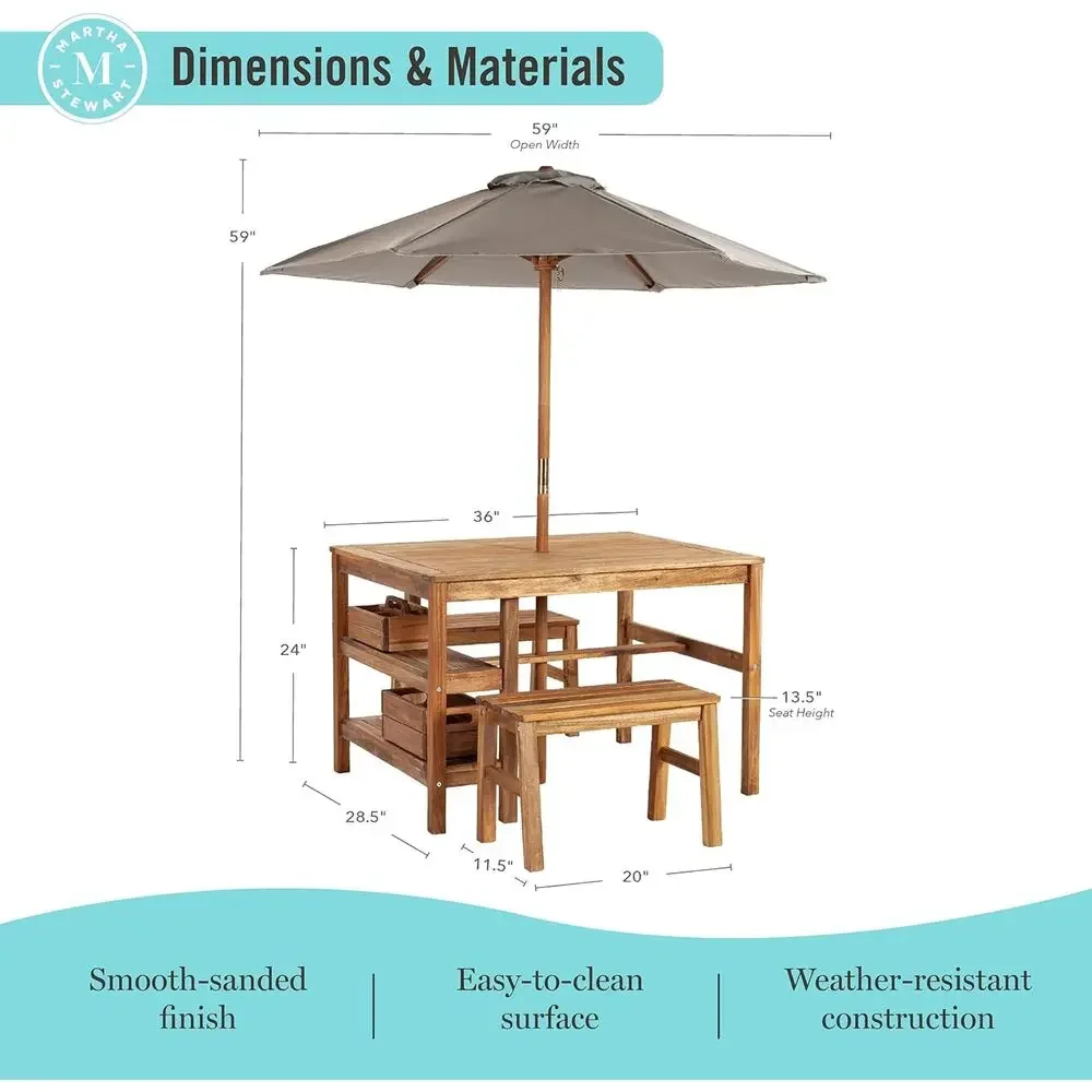 Set da Esterno per Bambini con - Kids Outdoor Table With Umbrella recensione e prezzo