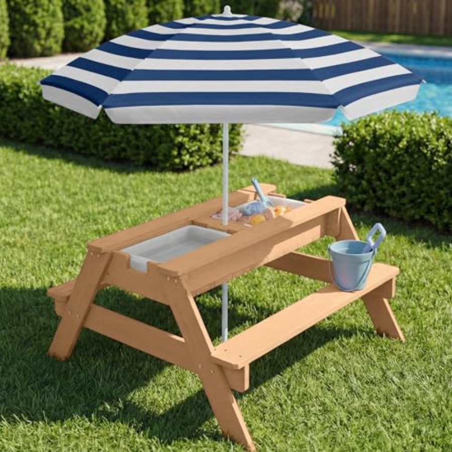Tavolo da picnic per bambini d - Kids Outdoor Table With Umbrella recensione e prezzo