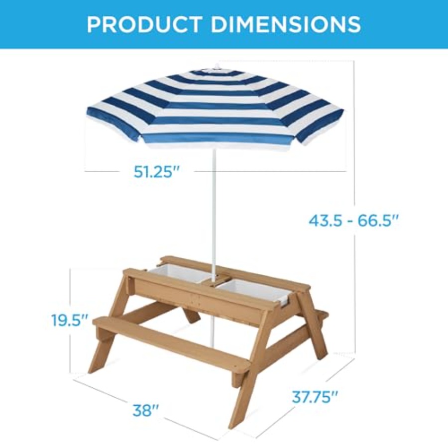 Tavolo da picnic per bambini d - Kids Outdoor Table With Umbrella recensione e prezzo