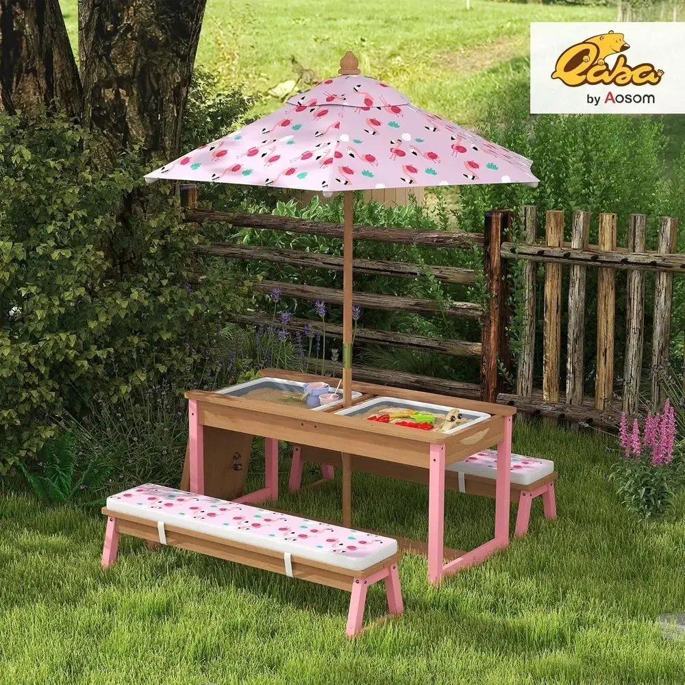 Set da Picnic in Legno con Omb - Kids Outdoor Table With Umbrella recensione e prezzo