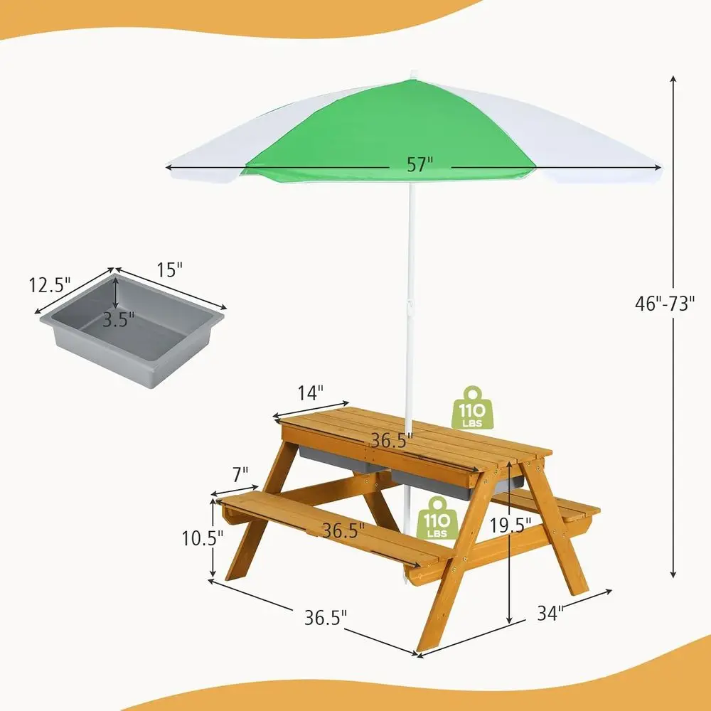 Tavolo da Picnic 3-in-1 Regola - Kids Outdoor Table With Umbrella recensione e prezzo