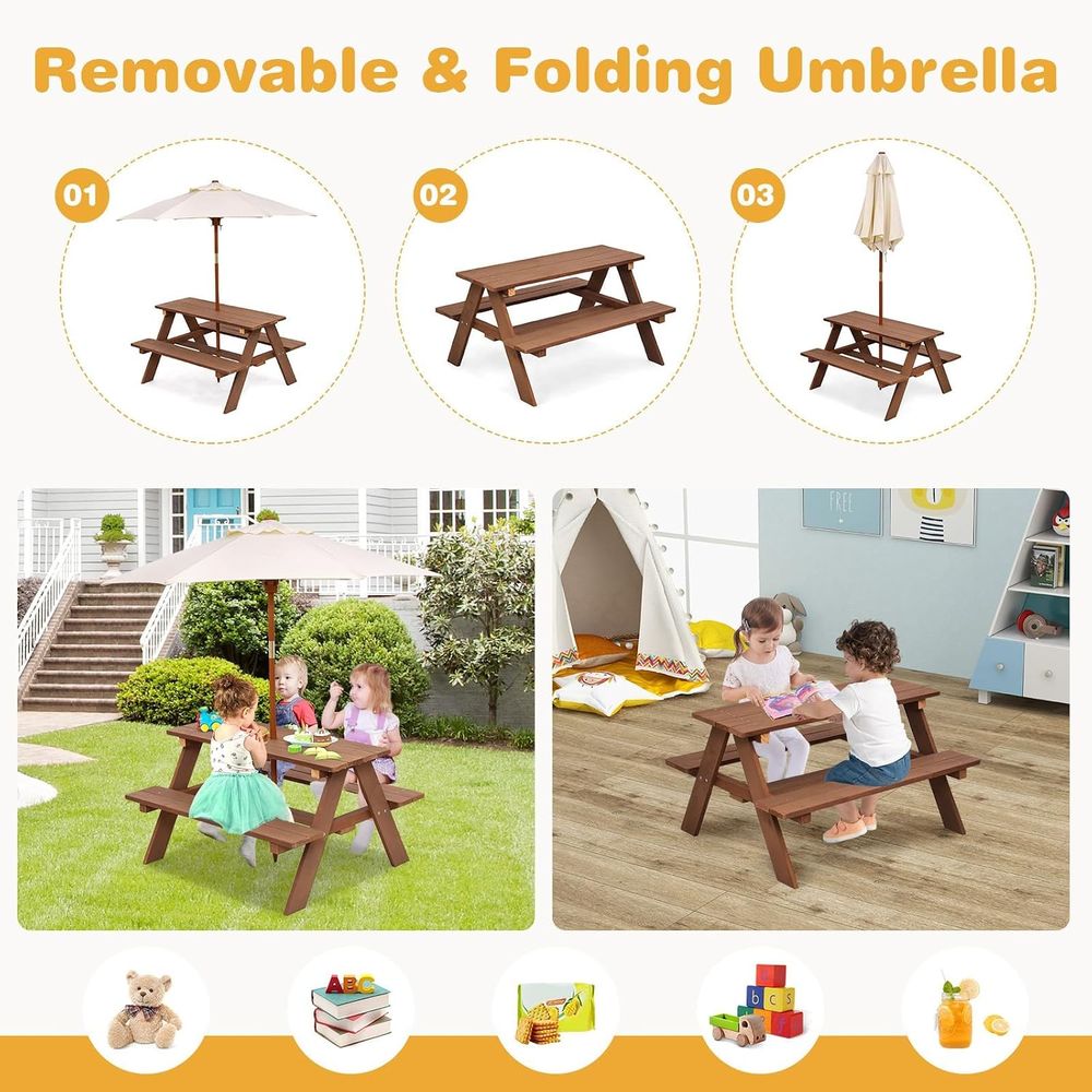 Set da Picnic per Bambini in L - Kids Outdoor Table With Umbrella recensione e prezzo