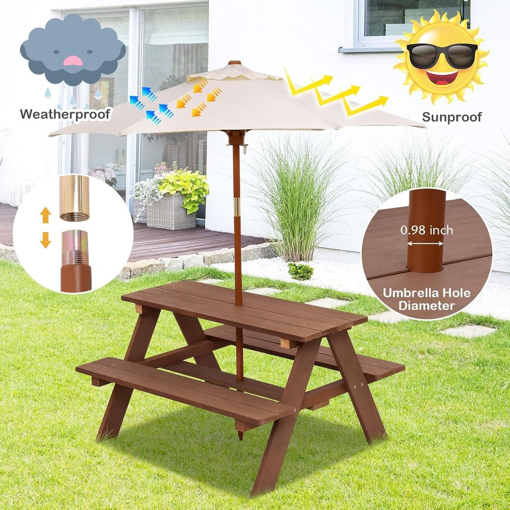 Set da Picnic per Bambini in L - Kids Outdoor Table With Umbrella recensione e prezzo