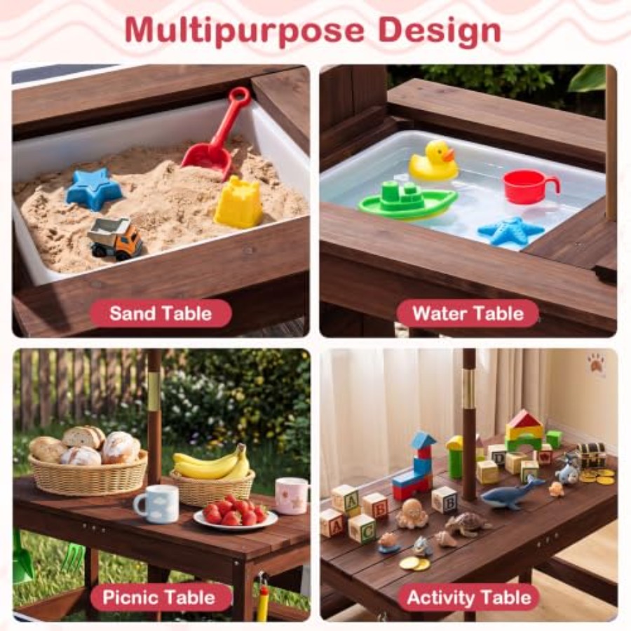 Tavolo da picnic per bambini d - Kids Outdoor Table With Umbrella recensione e prezzo