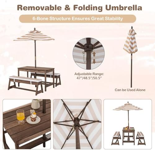 Tavolo da picnic per bambini,  - Kids Outdoor Table With Umbrella recensione e prezzo