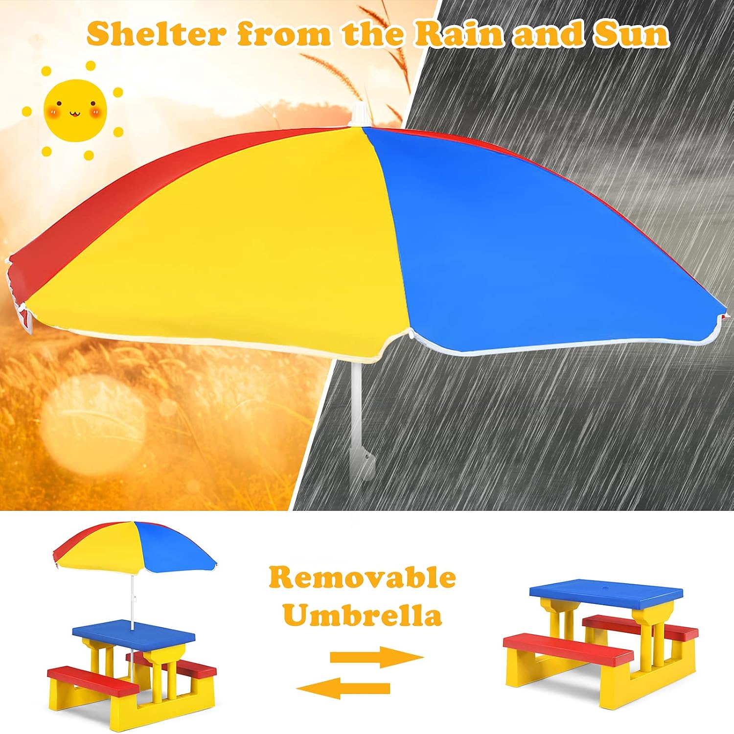 Tavolo da Picnic per Bambini A - Kids Outdoor Table With Umbrella recensione e prezzo