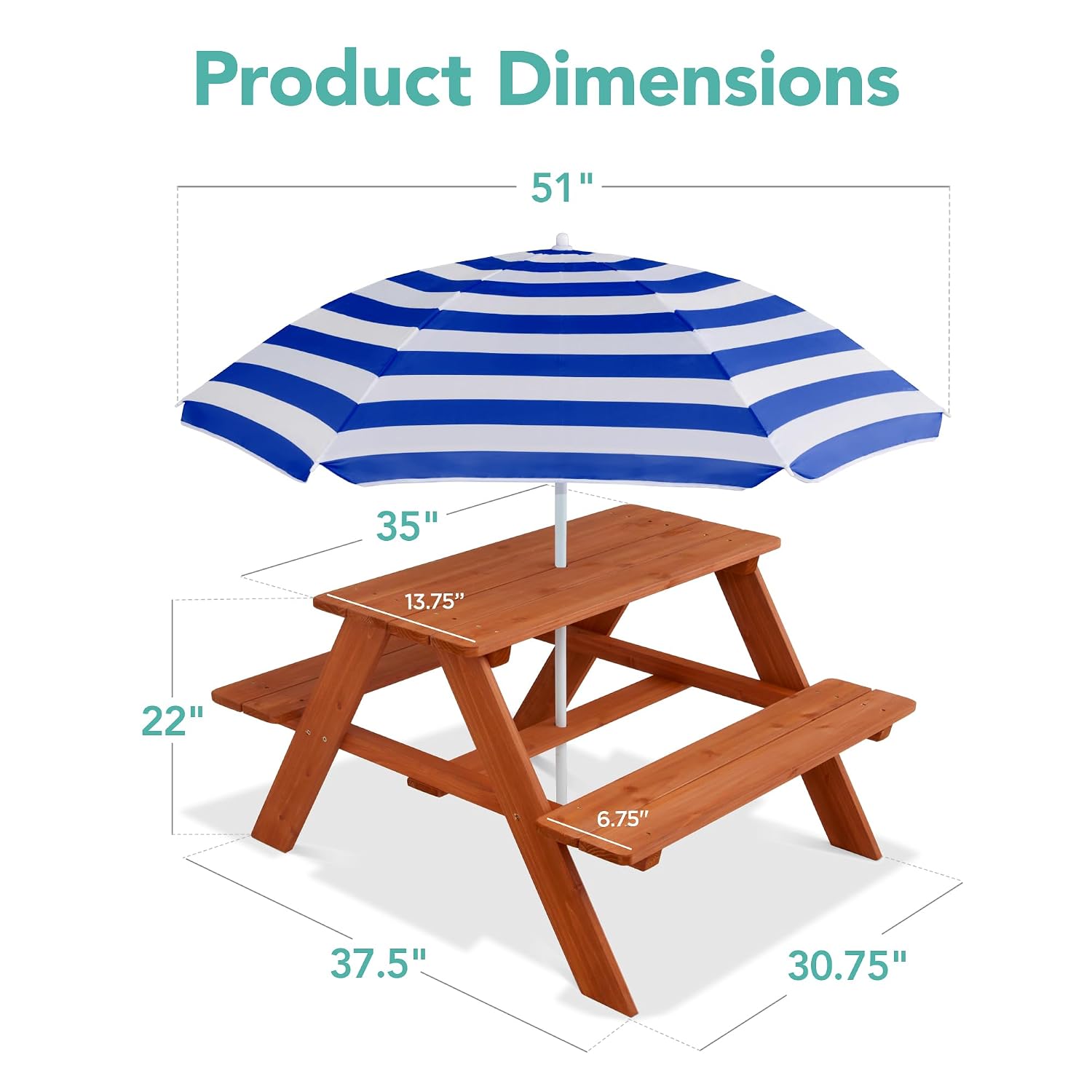 Tavolo da Picnic in Legno per  - Kids Outdoor Table With Umbrella recensione e prezzo